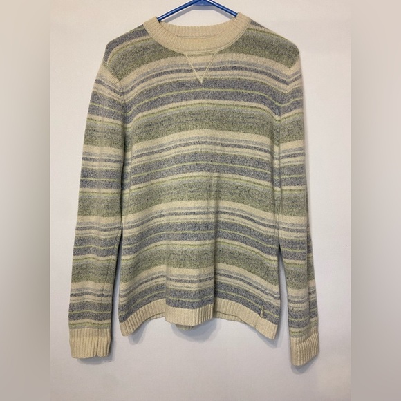 Woolrich Women's Striped Crew Neck 100% Lambs Wool Long Sleeve Sweater Size M - Picture 1 of 5